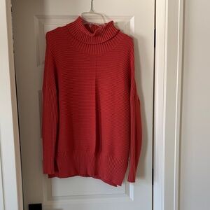 Women's Ribbed Turtleneck Sweater - Red